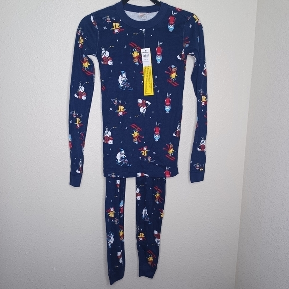 Hanna Andersson Long John Organic Cotton Pajamas Skiing Bears size 90 (US 3) - Picture 2 of 9